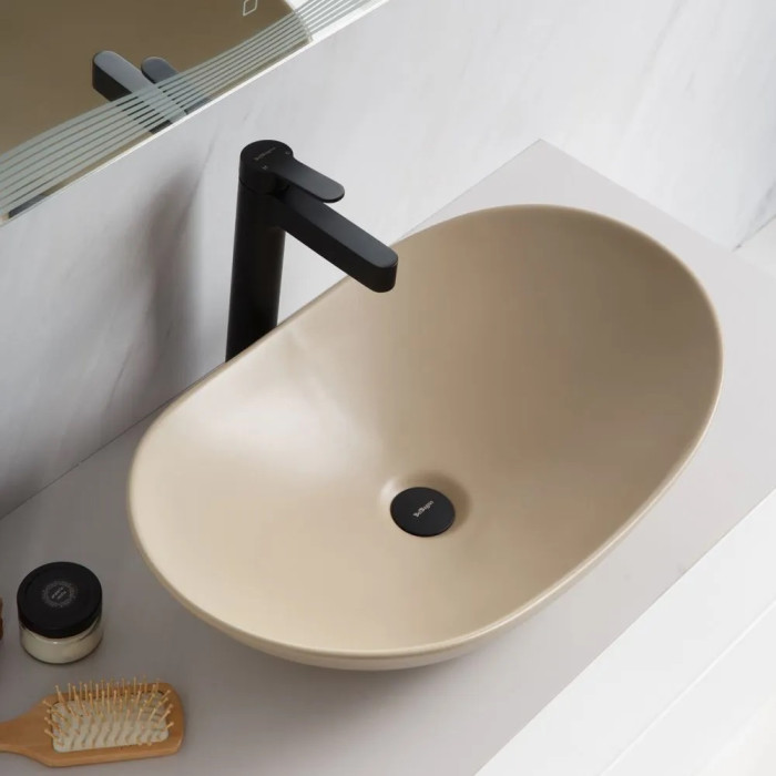 Раковина накладная BelBagno 60x36 BB1404-H316 бежевая матовая