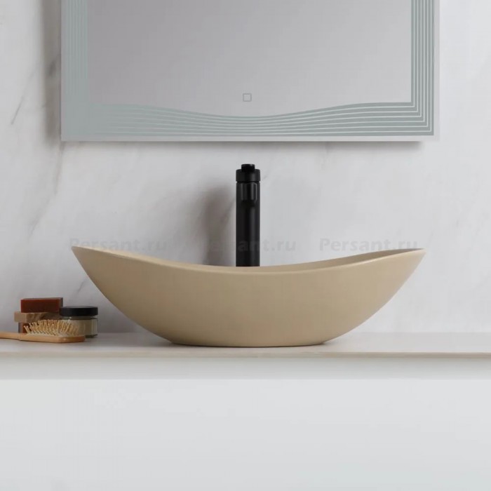 Раковина накладная BelBagno 60x36 BB1404-H316 бежевая матовая