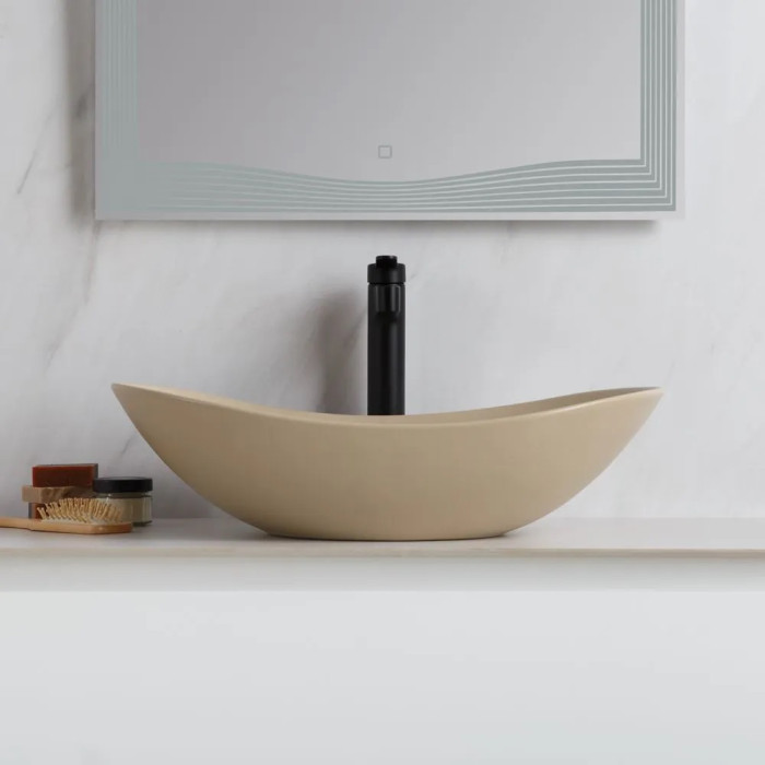 Раковина накладная BelBagno 60x36 BB1404-H316 бежевая матовая