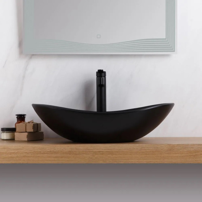 Раковина накладная 60x36 BelBagno BB1404-H301 черная матовая