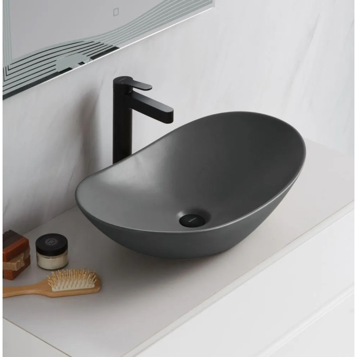Раковина накладная 60x36 BelBagno BB1404-H311 серая матовая