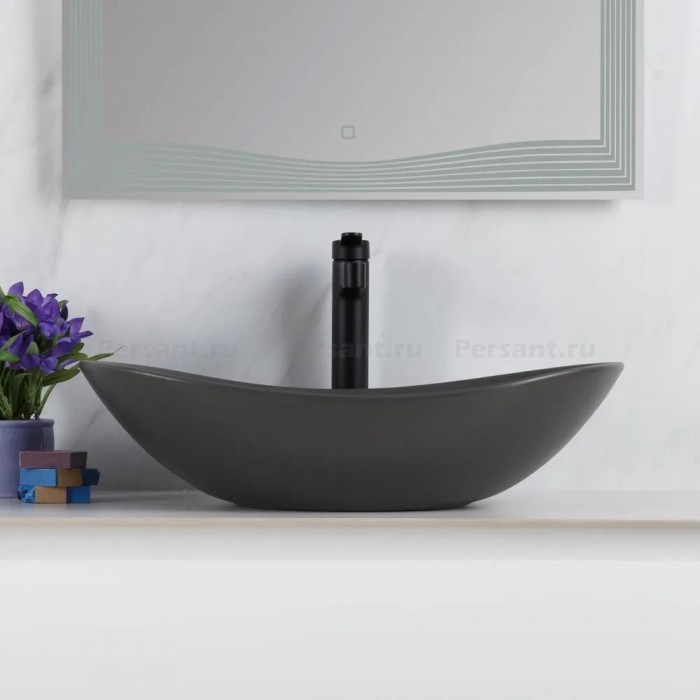 Раковина накладная 60x36 BelBagno BB1404-H311 серая матовая