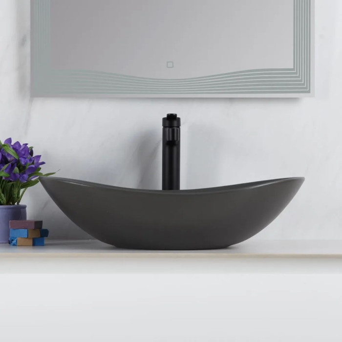 Раковина накладная 60x36 BelBagno BB1404-H311 серая матовая
