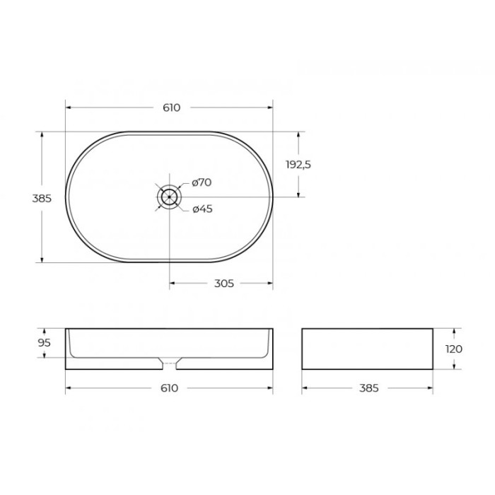 Раковина накладная BelBagno 61x38 BB1479
