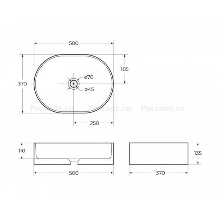 Раковина накладная BelBagno 50x35 BB1483