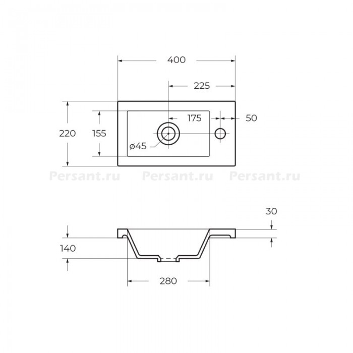 Раковина BelBagno mini 40 прямоугольная BB-400-PM-LVB
