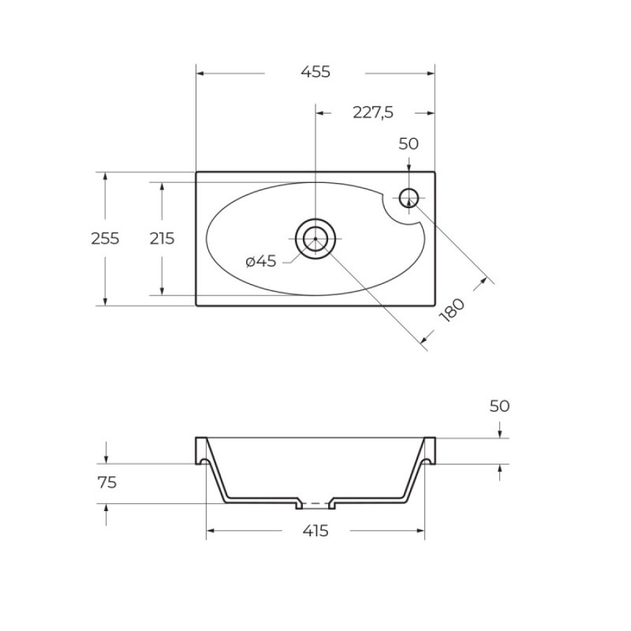 Раковина BelBagno 45 прямоугольная (BB-460-PM-LVB)