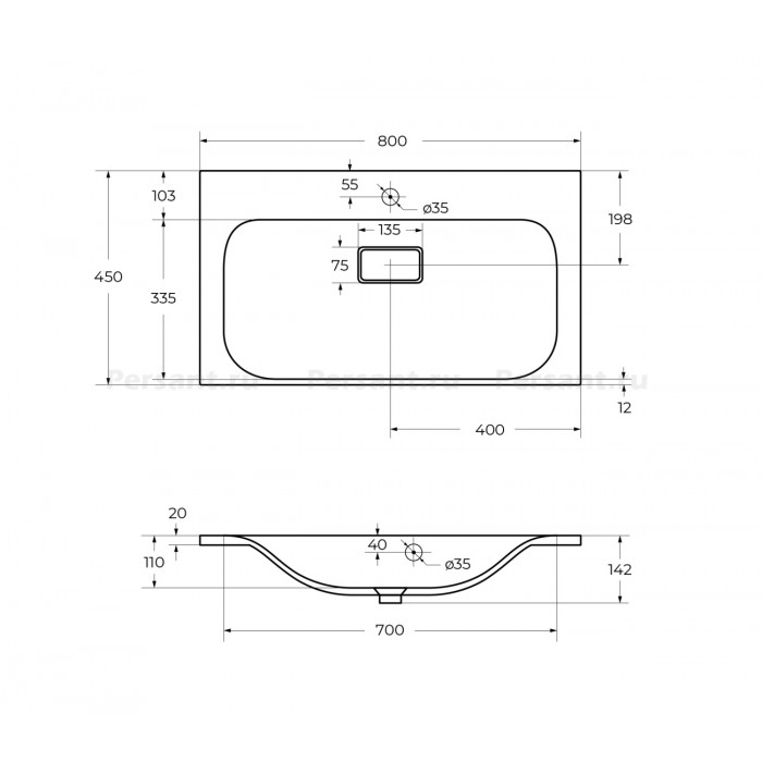 Раковина BelBagno 80 BB800/450-LV-MR-FT белая