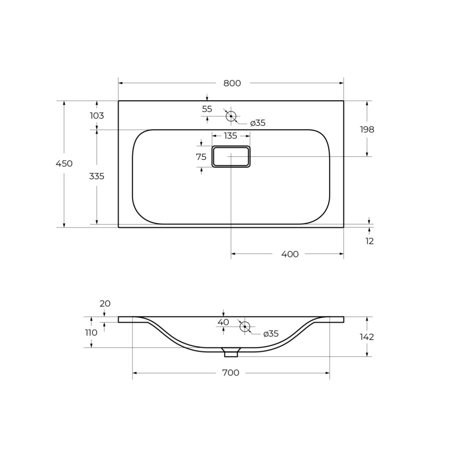 Раковина BelBagno 80 BB800/450-LV-MR-FT белая