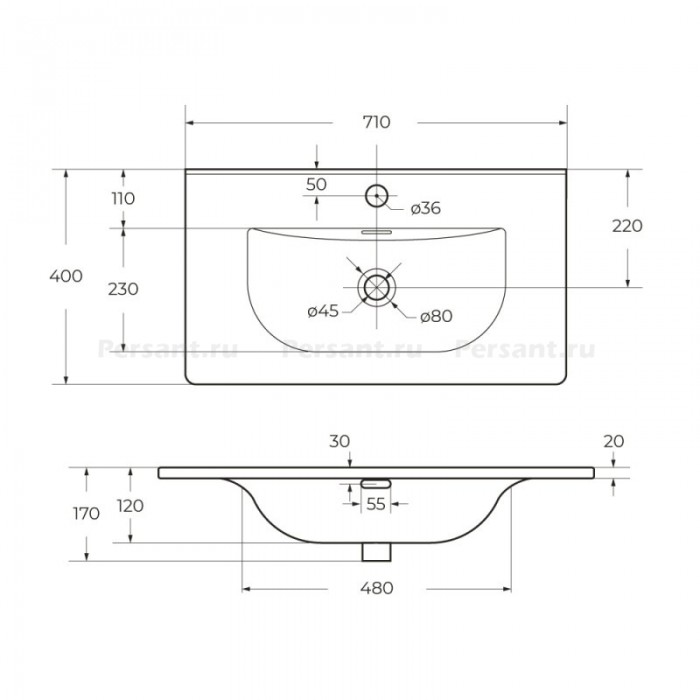 Раковина керамическая BelBagno 71 BB-8099-3-70 белая