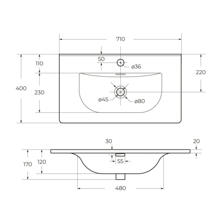 Раковина керамическая BelBagno 71 BB-8099-3-70 белая