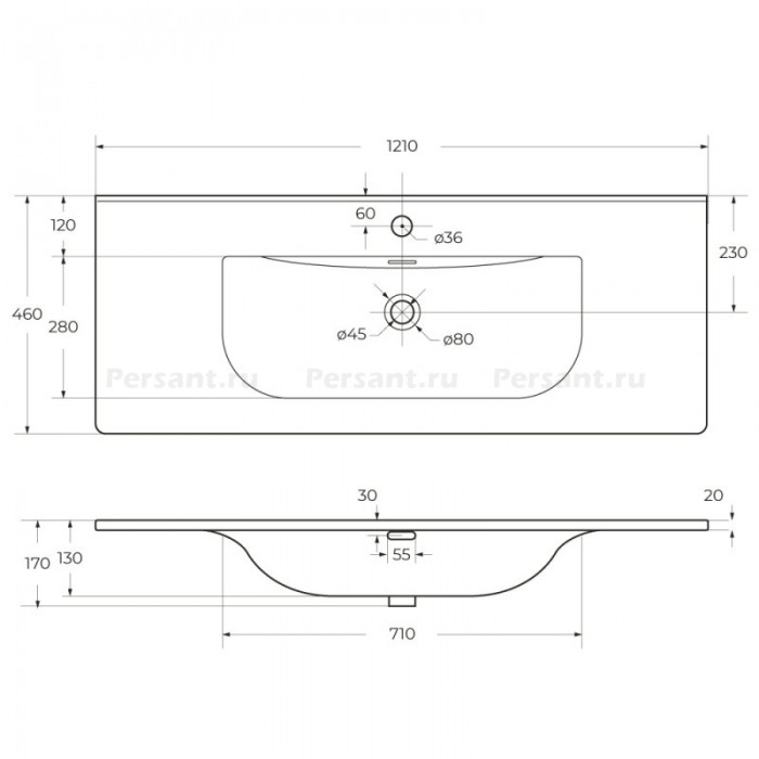 Раковина керамическая BelBagno 121 BB-8099-120 белая