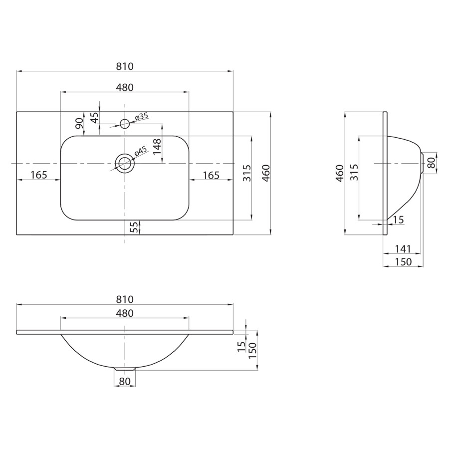 Раковина стеклянная BelBagno 80 BB810/465-LV-VTR-BL глянцевая