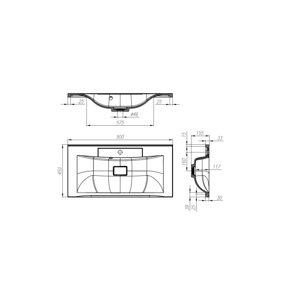 Раковина BelBagno 90 BB900/450-LV-MR-PR белая