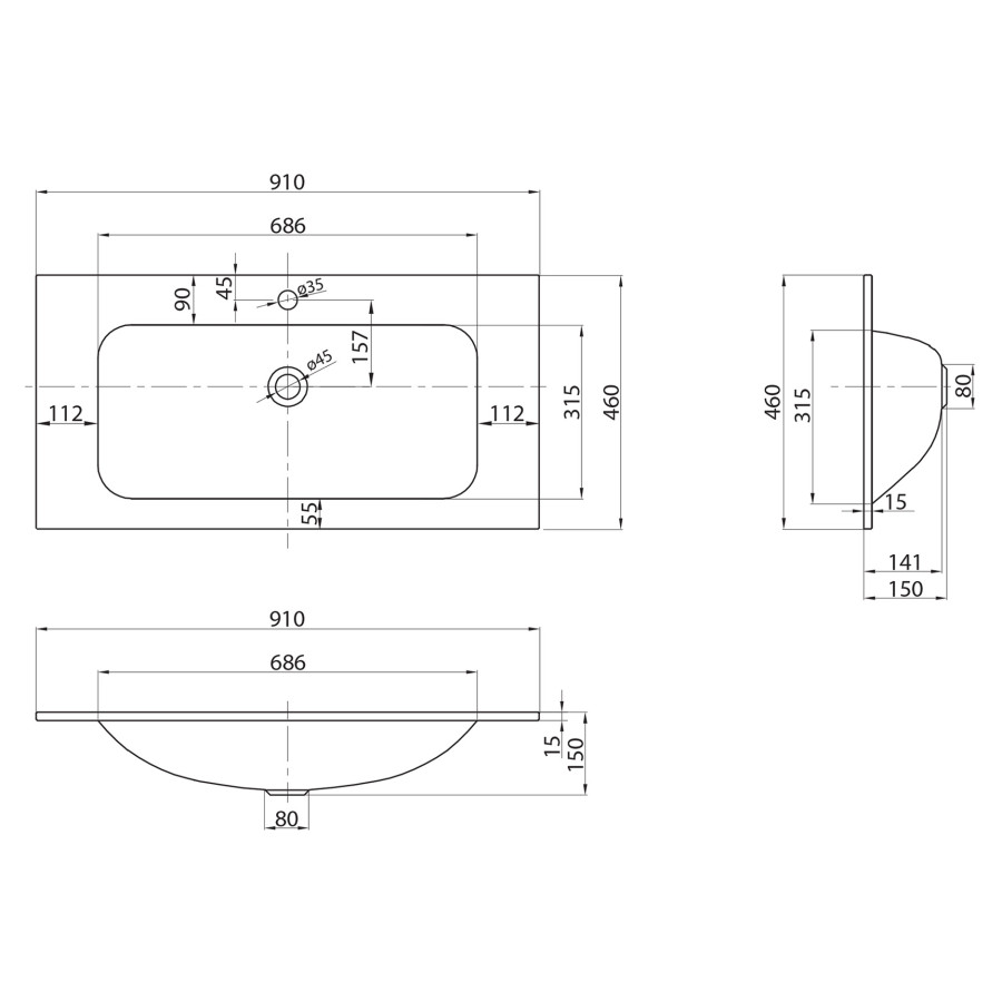 Раковина стеклянная BelBagno 90 BB910/465-LV-VTR-BO матовая