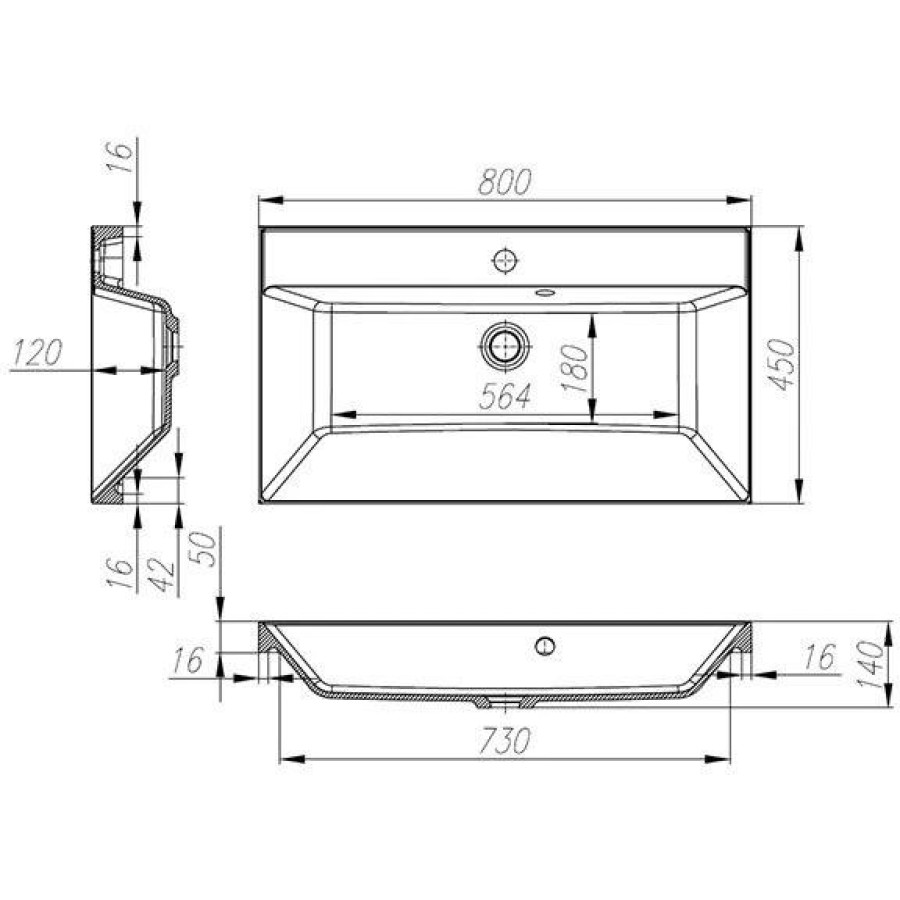 Раковина BelBagno Marino 80 см BB800/450-LV-MR-AST