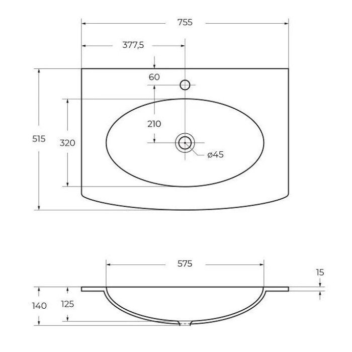 Раковина Cezares 75 см стеклянная 82415
