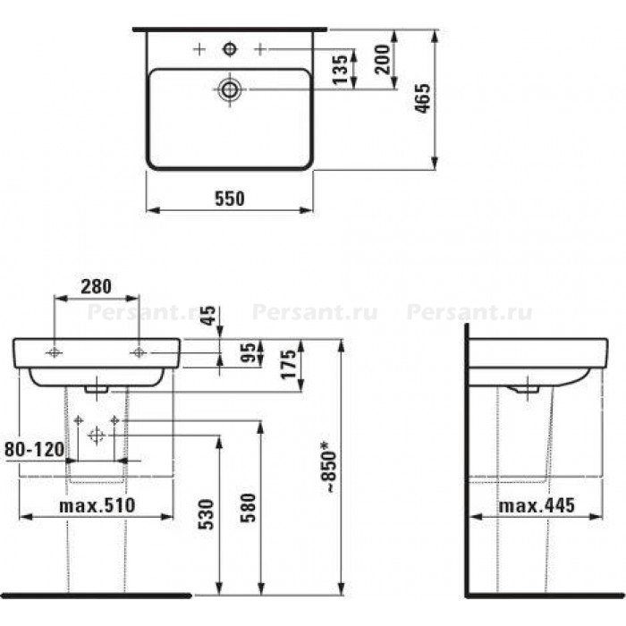 Раковина подвесная Laufen Pro S 55x46 8.1096.2.000.104.1