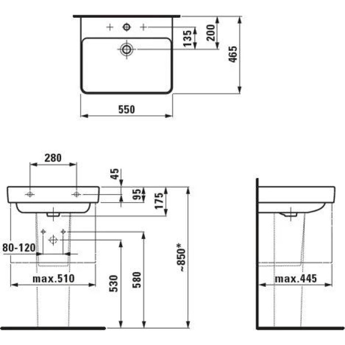 Раковина подвесная Laufen Pro S 55x46 8.1096.2.000.104.1