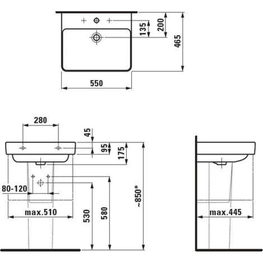 Раковина подвесная Laufen Pro S 55x46 8.1096.2.000.104.1