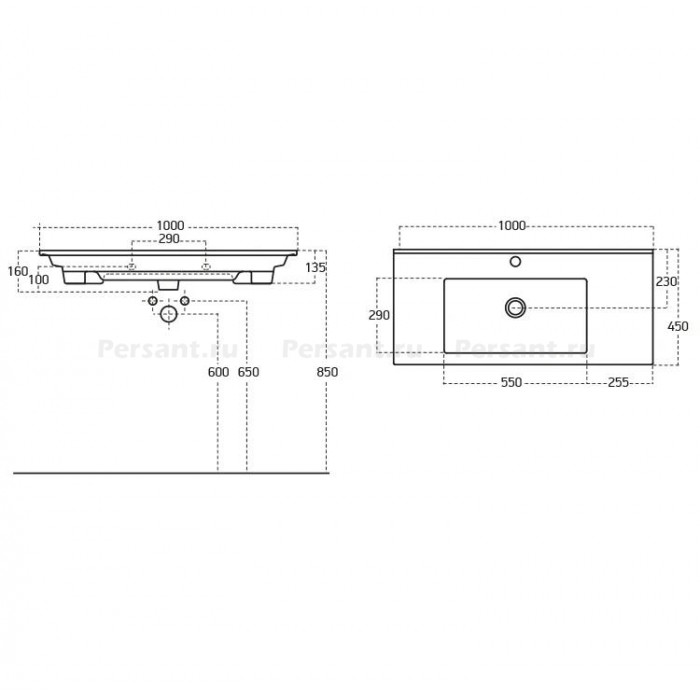 Мебельная раковина Sanovit Atria 9100-KL 100 00182321