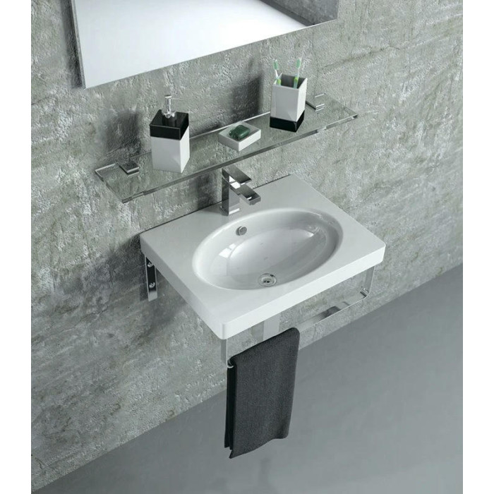 Раковина Sanita Luxe Next 60 NXT60SLWB01KR на кронштейнах, с полотенцедержателем
