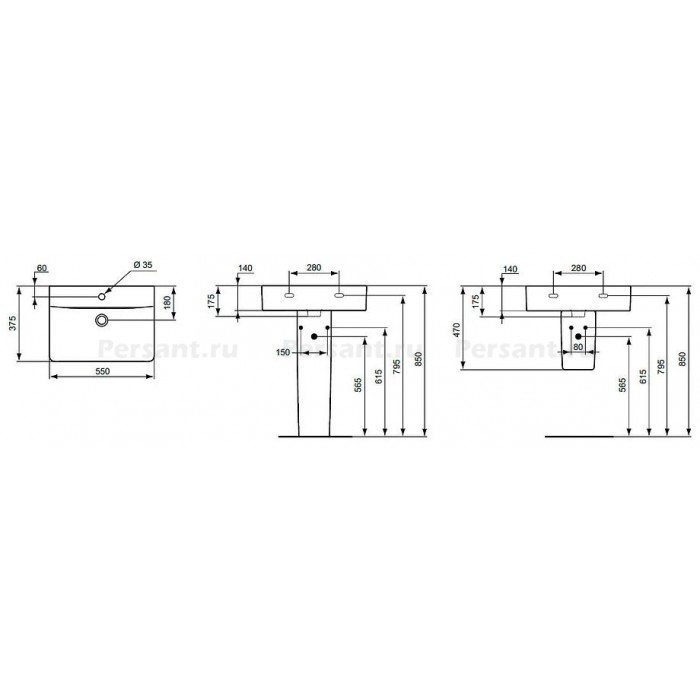 Раковина Ideal Standard Connect 55x37 E788601
