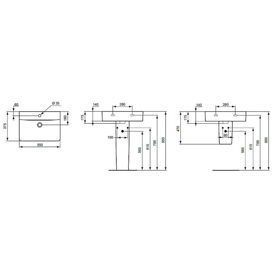 Раковина Ideal Standard Connect 55x37 E788601