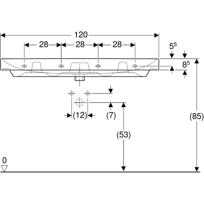 Раковина подвесная Geberit Smyle Square 120 500.226.01.1