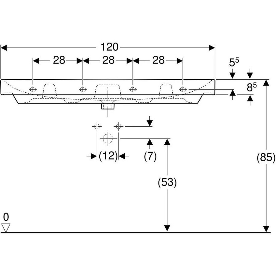 Раковина подвесная Geberit Smyle Square 120 500.226.01.1