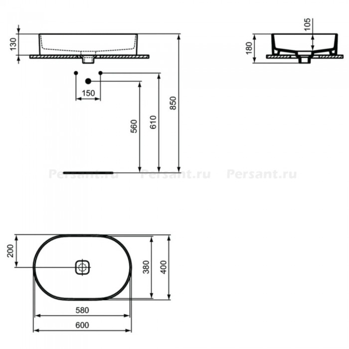 Раковина Ideal Standard Strada II Oval Vessel 75x40 T298001