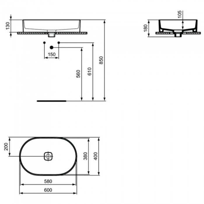 Раковина Ideal Standard Strada II Oval Vessel 75x40 T298001