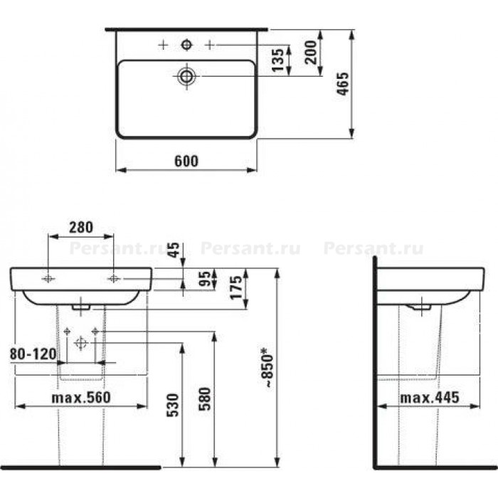 Раковина подвесная Laufen Pro S 60x46 8.1096.3.000.104.1