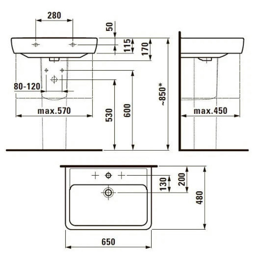 Раковина подвесная Laufen Pro 65х48 8.1895.3.000.104.1