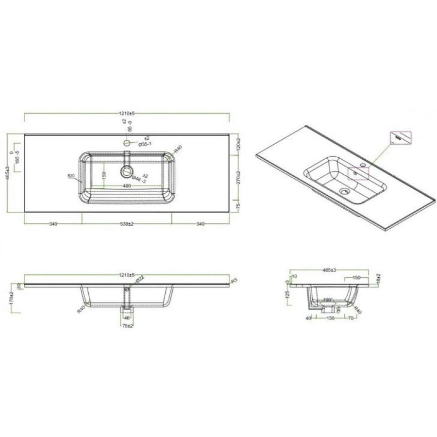 Керамическая раковина накладная BelBagno BB1200ETL 121х46 см