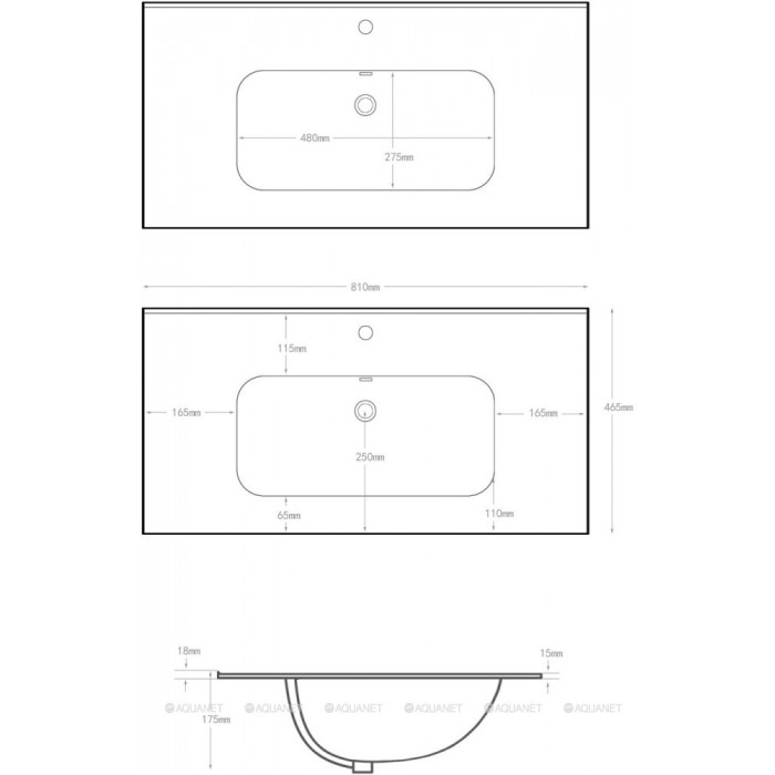 Раковина Aquanet Flat 80 254364 белая