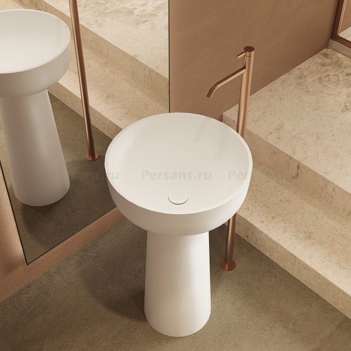 Раковина напольная Vincea 48x48 VBS-4SP02MW искусственный камень, белая матовая