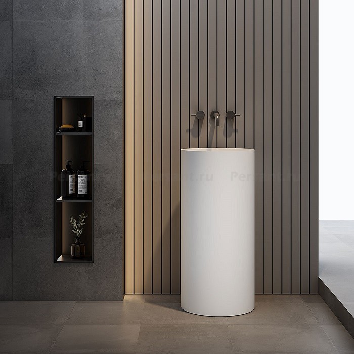 Раковина напольная Vincea 40x40 VBS-6SP01MW искусственный камень, белая матовая