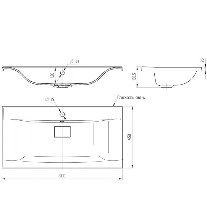Раковина Vincea 90 VCB-3M900W белая