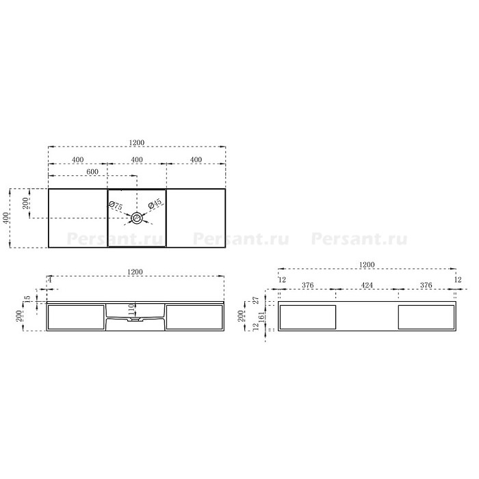 Раковина Vincea 120x40 VWB-6S212MW искусственный камень, белая матовая