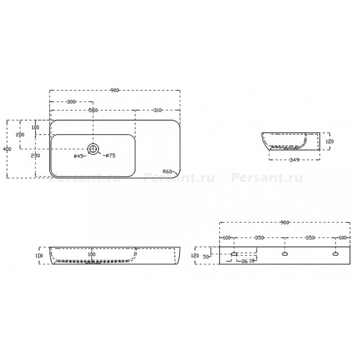 Раковина Vincea 90x40 VWB-6S590MW искусственный камень, белая матовая