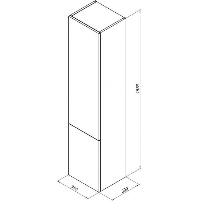 Шкаф-пенал Aquanet Алвита 35 серый антрацит глянец 00240197 подвесной, правый