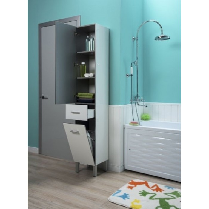 Шкаф-пенал Aquanet Верона 35 L 00187316, с бельевой корзиной, белый