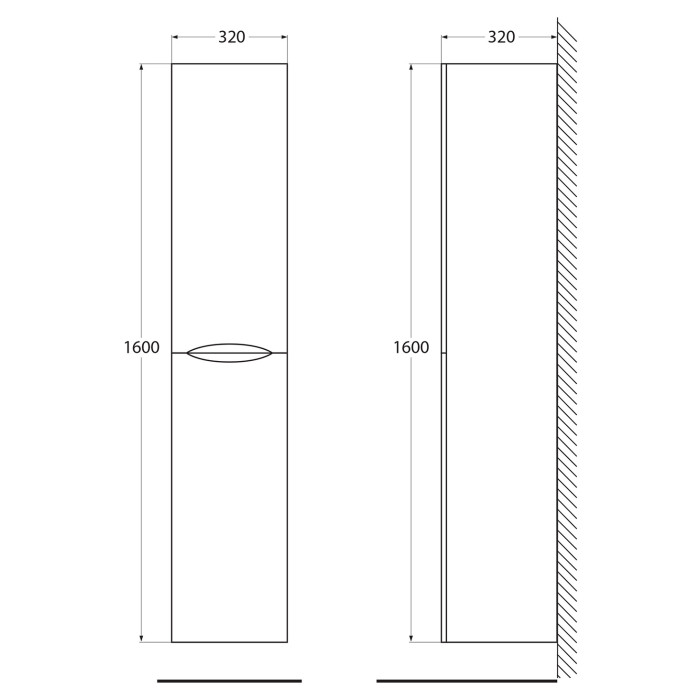 Шкаф-пенал BelBagno Acqua ACQUA-1600-2A-SC-RVB-P подвесной Rovere Vintage Bianco