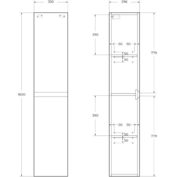 Шкаф-пенал BelBagno Kraft 33 KRAFT-1600-2A-SC-CG-R подвесной Cemento Grigio