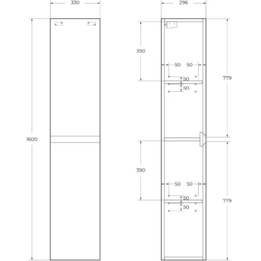 Шкаф-пенал BelBagno Kraft 33 KRAFT-1600-2A-SC-RGB-L подвесной Rovere Galifax Bianco