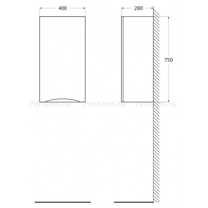Шкаф BelBagno Fly-Marino FLY-MARINO-750-1A-SC-BL-P-R 40 bianco lucido