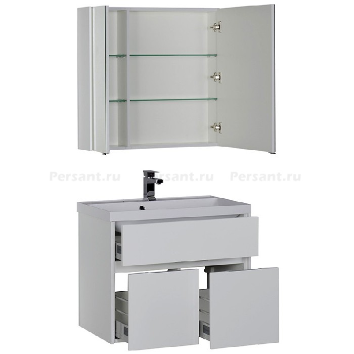 Зеркало-шкаф Aquanet Латина 80 белый глянец 00179635