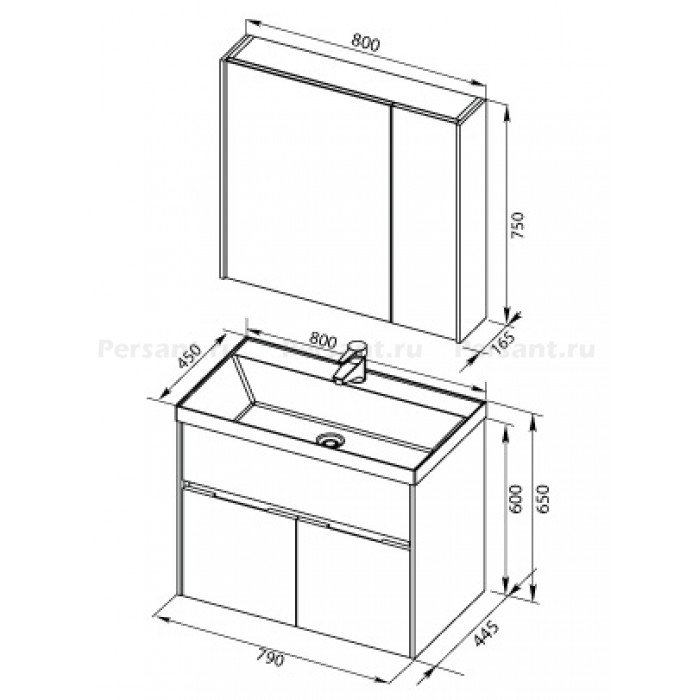 Зеркало-шкаф Aquanet Латина 80 белый глянец 00179635