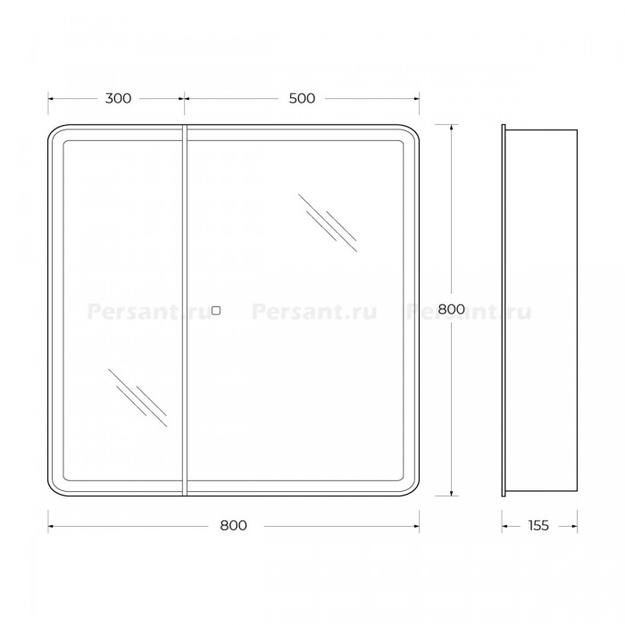 Зеркало-шкаф BelBagno Marino SPC-MAR-800/800-2A-LED-TCH 80х80 с подсветкой